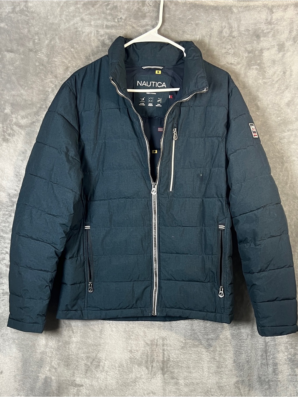 Nautica Men's Dark Blue Quilted Zip-Up Puffer Jacket